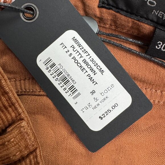 Rag & Bone Fit 2 5 Pocket Putty Brown Corduroy Pants Mens 28X29 Cotton NWT New - Picture 10 of 16